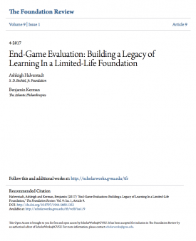Download End-Game Evaluation: Building a Legacy of Learning In a Limited-Life Foundation