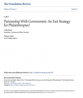 Download Partnership With Government: An Exit Strategy for Philanthropies?
